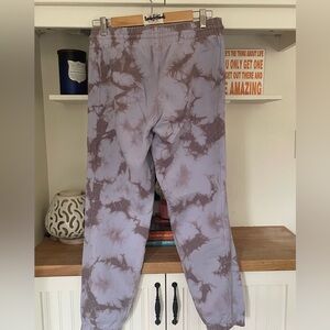 TNA S lilac/cream tie dye heavy joggers with elastic cuff, drawstring & pockets